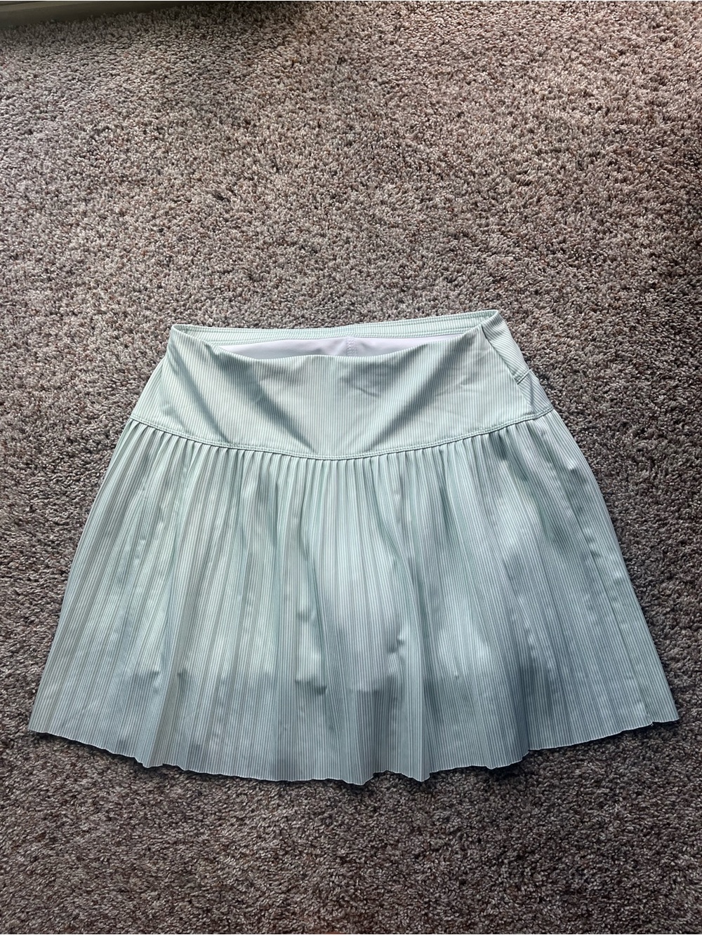 Pleated Lightweight Women Tennis Skirt in Green and White Strips